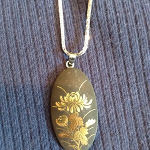 Higo Inlaid Japanese Necklace, floral design